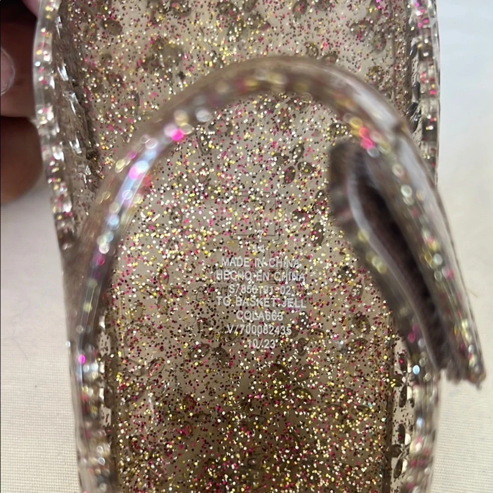 Source Unknown Brown/ pink Glitter Dress Shoes mini Melissa style #201